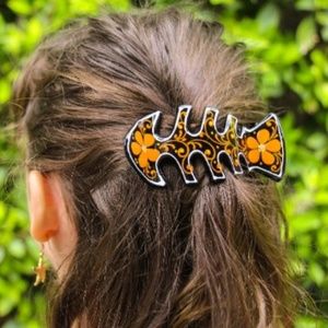 Hair Clip, Hand Painted, Fish Hair Bun,